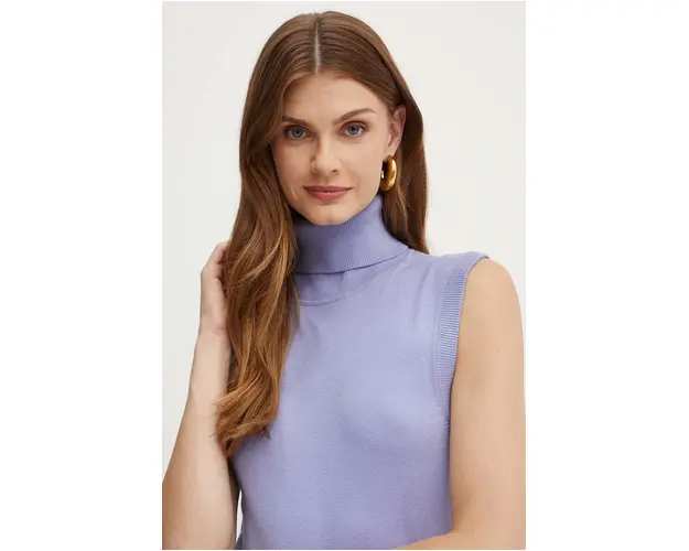 Silvian Heach vesta VEZZAL culoarea violet, light, cu guler, GPA24063LU