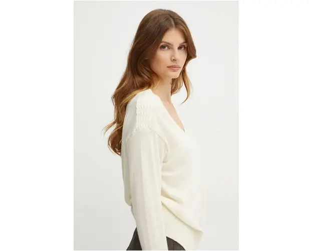Silvian Heach pulover ANAGRET femei, culoarea bej, GPA24317MA