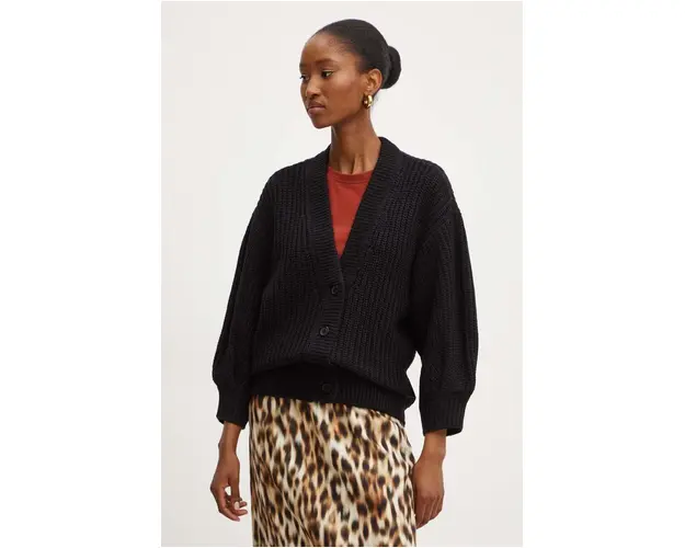 Silvian Heach cardigan RINER femei, culoarea negru, calduros, GPA24062CD