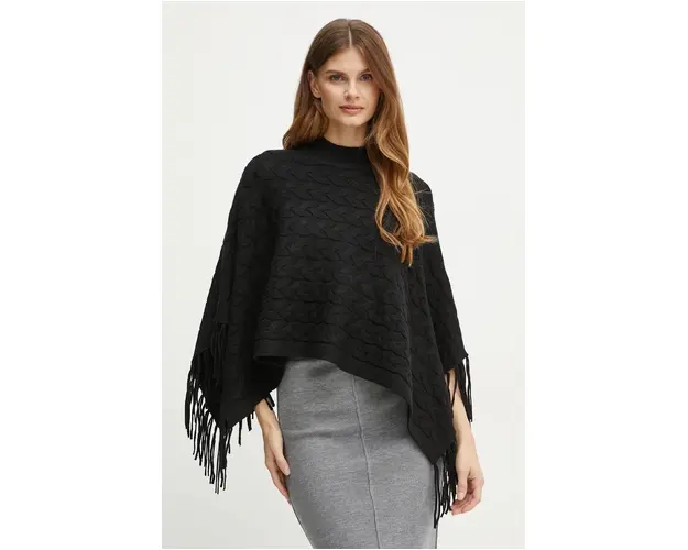Silvian Heach poncho PLIZ culoarea negru, calduros, GPA24321PN