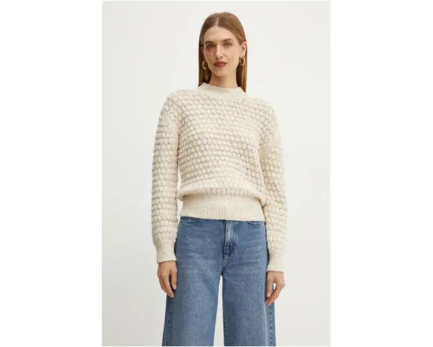 Silvian Heach pulover TILZI femei, culoarea bej, cu turtleneck, CVA24034MA