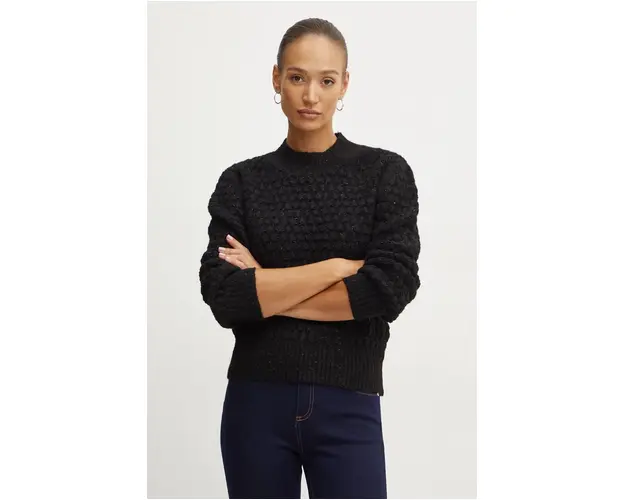 Silvian Heach pulover TILZI femei, culoarea negru, cu turtleneck, CVA24034MA