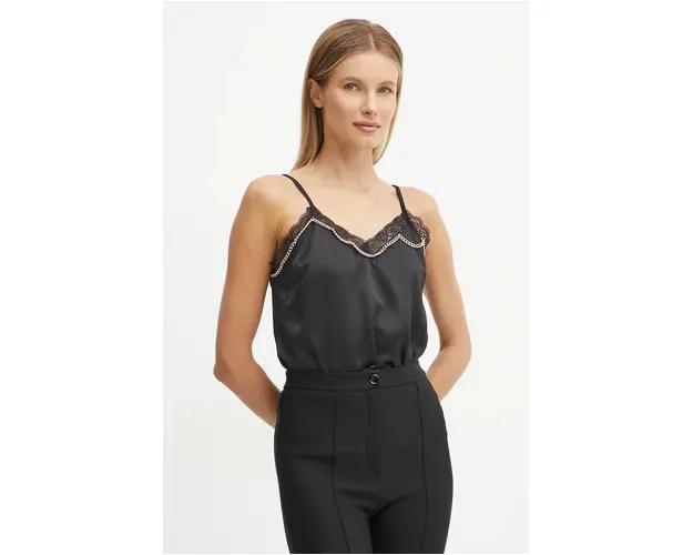 Silvian Heach top ATIOS culoarea negru, neted, GPA24227TO