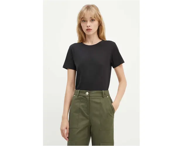 Silvian Heach tricou CHEKER femei, culoarea negru, GPA24057TS
