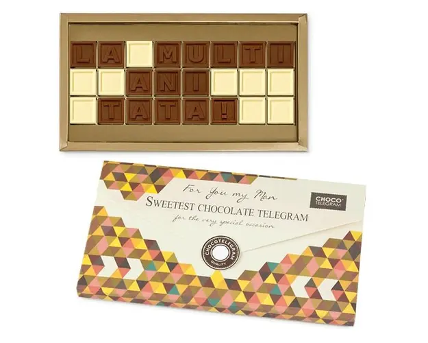 Telegrama din ciocolata cu mesajul - La Multi Ani Tata