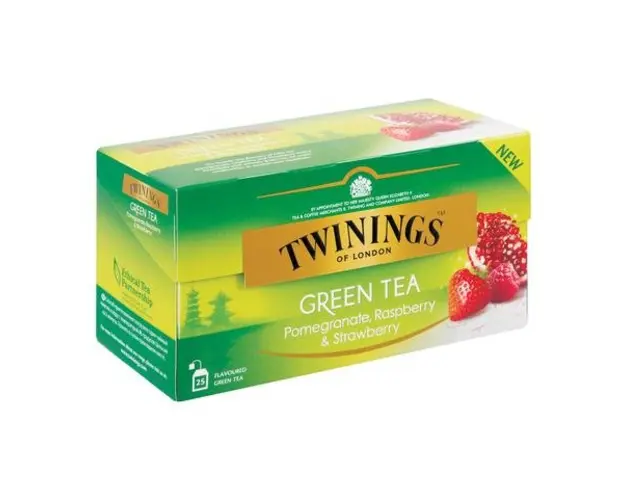 Twinings Green Pomegranate Raspberry & Strawberry ceai verde cu rodie zmeura si capsuni 25 pliculete