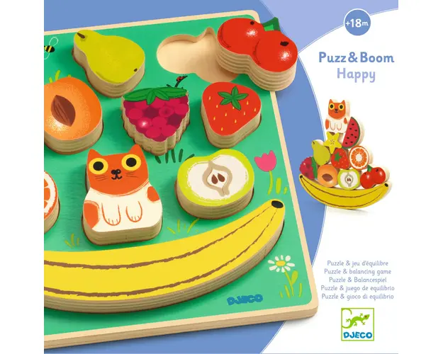 Puzzle si joc de echilibru Fructe, Djeco