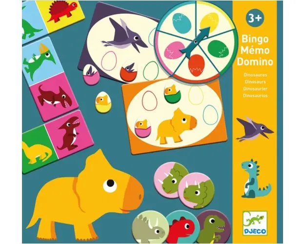 Joc Bingo Memo Domino Dinozauri, Djeco