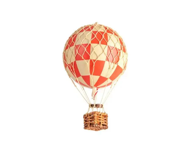 Decoratiune Balon cu aer cald, Authentic Models, Floating The Skies, Check Red, 8.5x8.5x13 cm