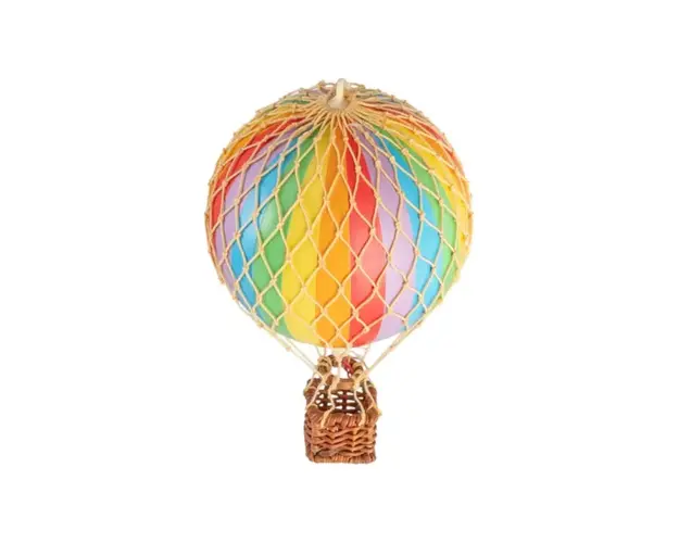 Decoratiune Balon cu aer cald, Authentic Models, Floating The Skies, Rainbow, 8.5x8.5x13 cm