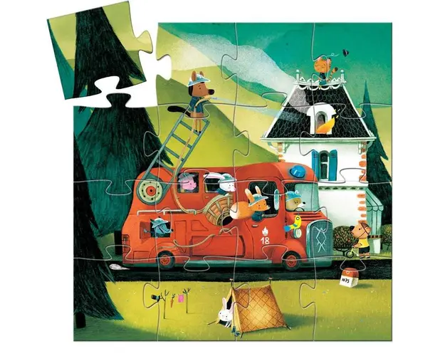 Puzzle Masina de pompieri, Djeco