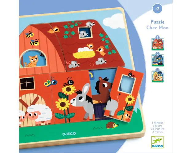 Puzzle straturi Animale de la ferma, Djeco