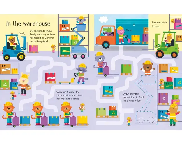 Carte pentru copii, Usborne, Wipe-Clean Trucks and Diggers Activities, 3+ ani