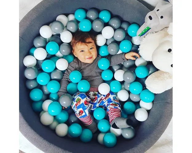 Meowbaby Piscina rotunda 90×40 cm cu 300 mingi pentru copii Dark Grey