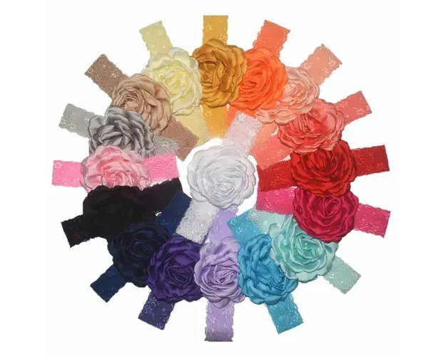 Bentita din dantela cu floare din saten