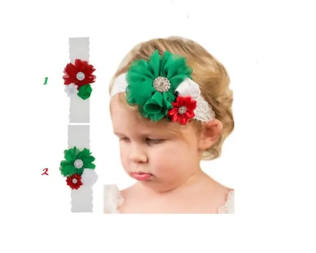 Bentita fetite cu flori rosii, albe si verzi