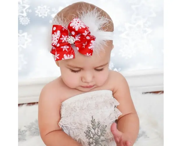 Bentita fetite cu fundita rosie si fulgi