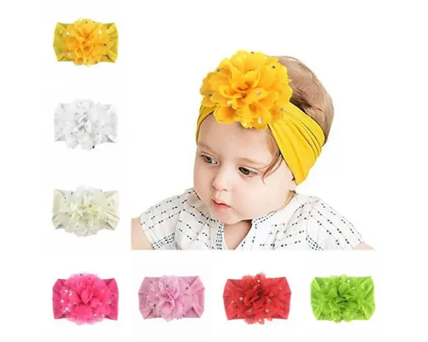 Bentita lata cu floare din tulle si buline argintii