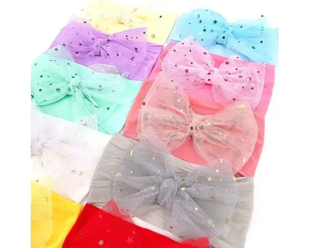 Bentita lata cu fundita din tulle cu stelute aplicata