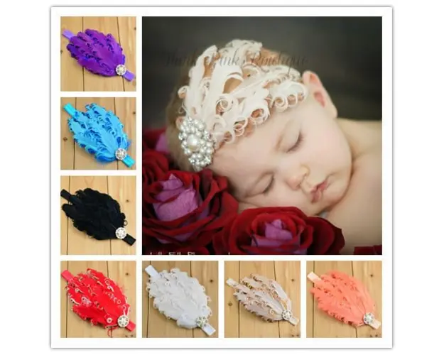 Bentita pentru fetite cu pana si strasuri