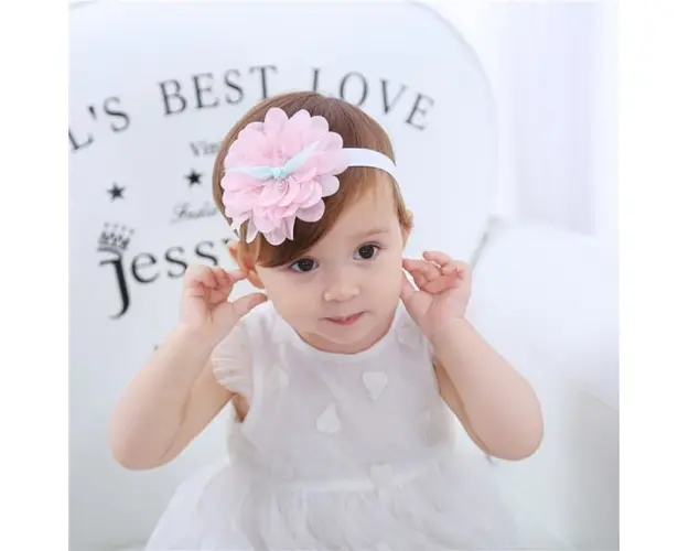 Bentita roz cu floare din tulle