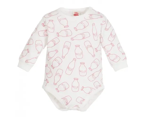 Body alb cu sticlute de lapte - Milk Girl