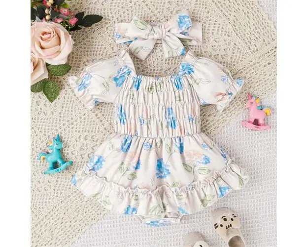 Body roz pal cu fustita cu volanase pentru fetite