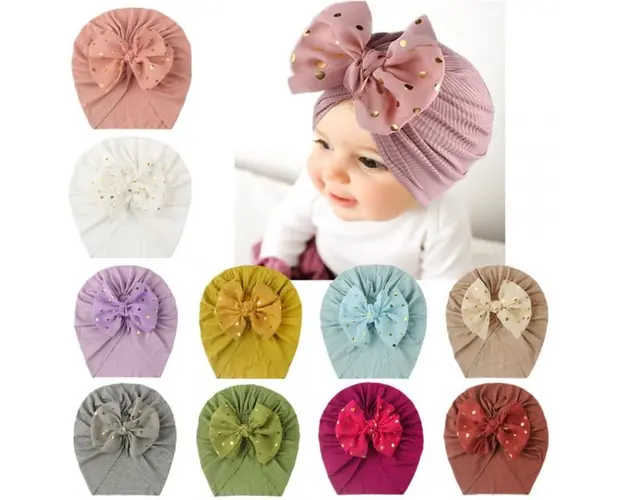 Caciulita tip turban cu fundita din tulle aplicata