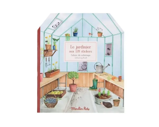 Carte de colorat cu stickere Cartea Gradinarului, Moulin Roty