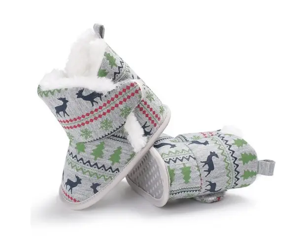 Cizmulite gri imprimate cu reni