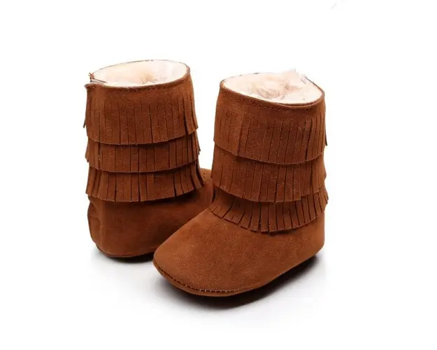 Cizmulite maro cu franjuri