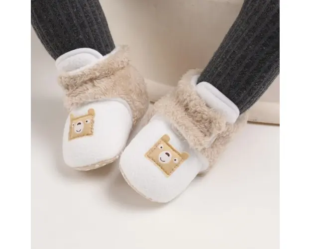 Cizmulite plusate alb cu crem pentru bebelusi - Teddy