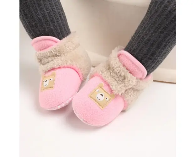 Cizmulite plusate roz cu crem pentru fetite - Teddy