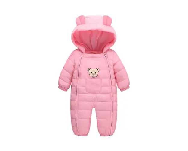 Combinezon roz din fas pentru fetite - Teddy