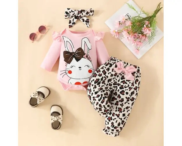 Compleu cu body roz pentru fetite - Bunny