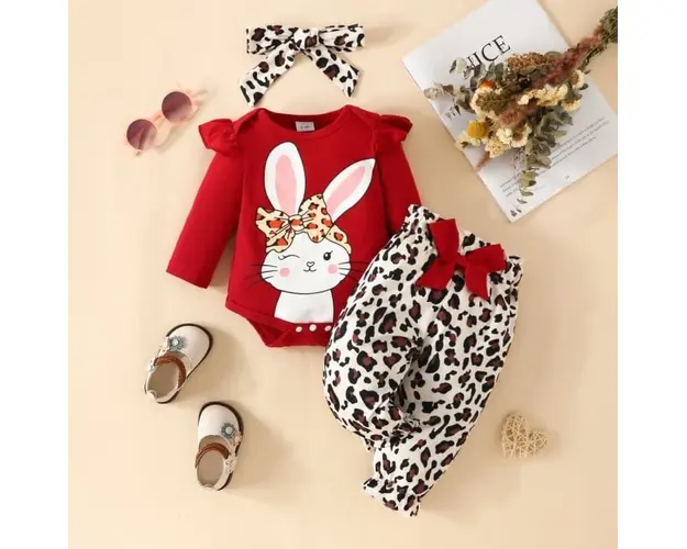 Compleu cu body visiniu pentru fetite - Bunny