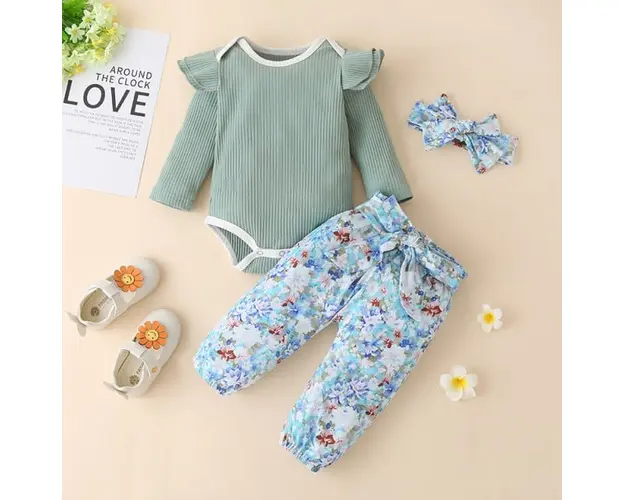 Compleu pentru fetite cu body vernil