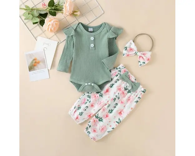 Compleu pentru fetite cu body vernil - Sunny