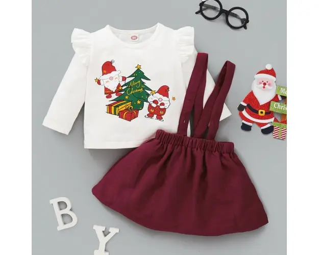 Costumas cu bluzita alba si sarafan visiniu