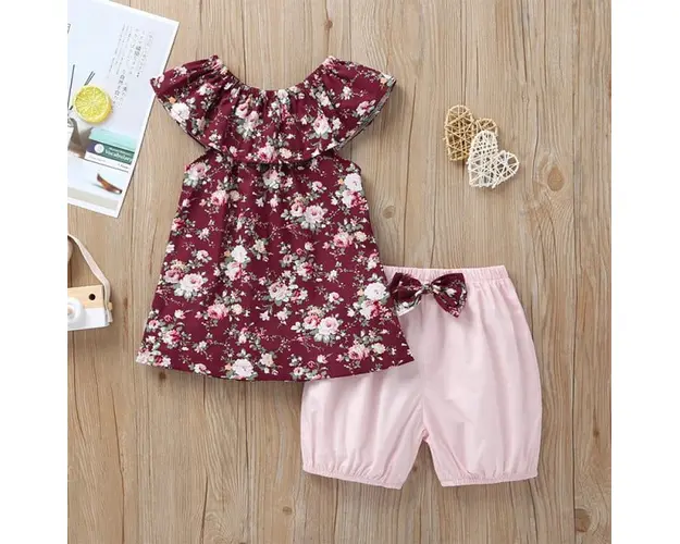 Costumas cu bluzita si pantaloni bufanti pentru fetite