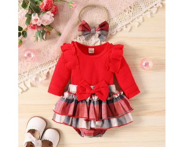 Costumas cu body rosu pentru fetite - Lolita