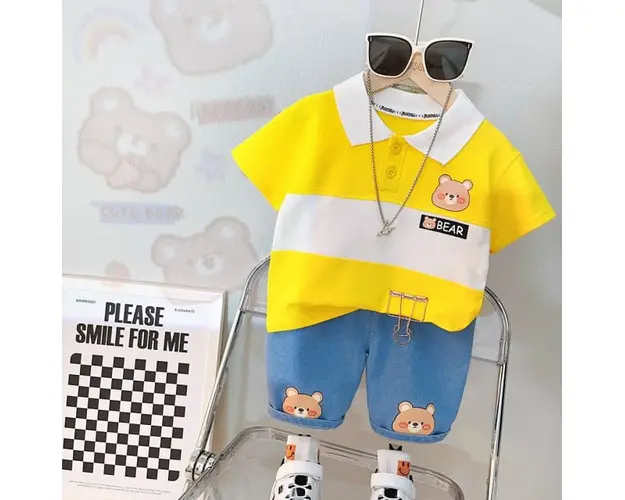 Costumas pentru baietei cu tricou tip polo - Bear
