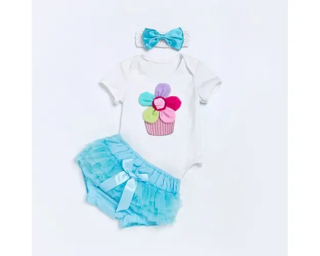 Costumas pentru fetite body cu pantaloni scurti turcoaz