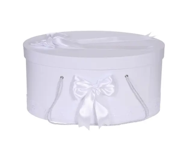 Cutie trusou botez dantela alba, diafana si fundite asortate, Denikos® 817