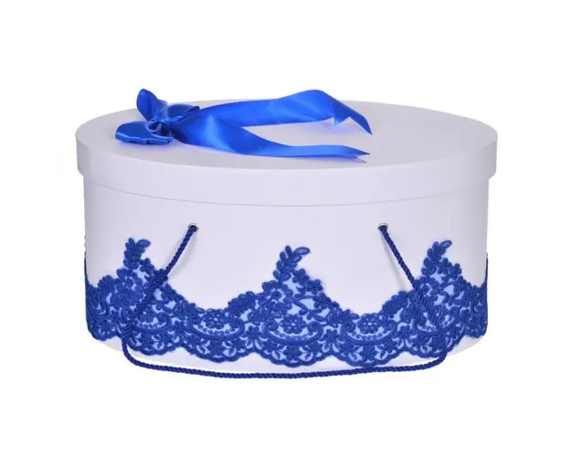 Cutie trusou botez dantela albastra, eleganta si o fundita asortata, Denikos® 820