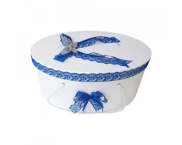 Cutie trusou botez dantela albastra si fluturas, Denikos® 381