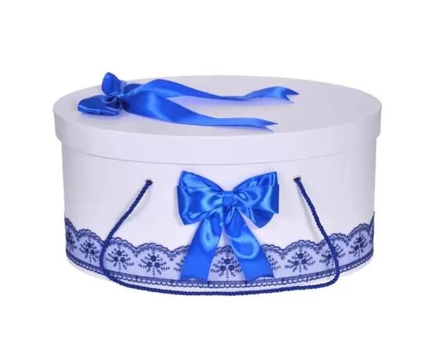 Cutie trusou botez dantela albastra si fundite asortate, Denikos® 810