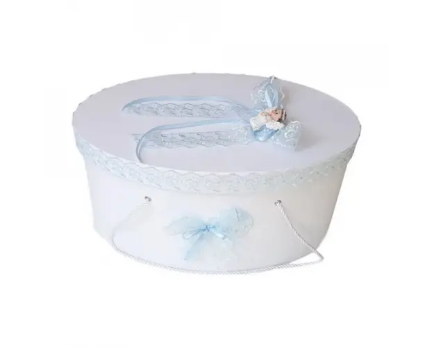 Cutie trusou botez dantela bleu si ingeras, Denikos® 383
