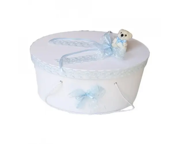 Cutie trusou botez dantela bleu si ursulet, Denikos® 394