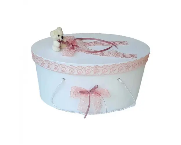 Cutie trusou botez dantela dusty rose si ursulet, Denikos® 400